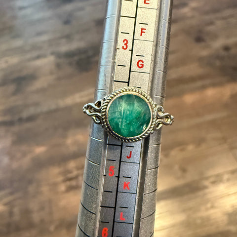 Dainty Natural Green Emerald 925 Sterling Silver Bali Ring Faceted Round Size 4