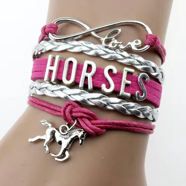 Horse Infinity Charm Bracelet Womens Girls Equestrian Lovers Jewelry New
