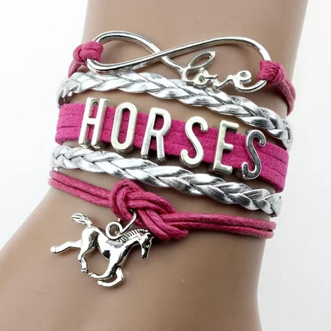 Horse Infinity Charm Bracelet Womens Girls Equestrian Lovers Jewelry New