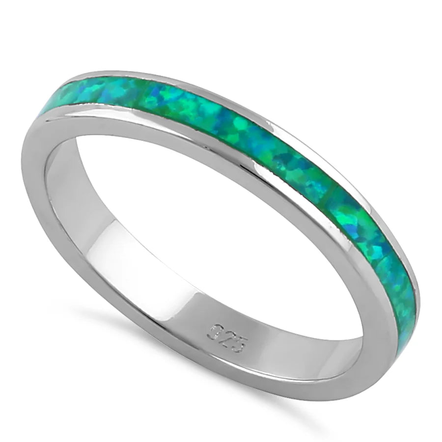 Seamless Green Opal Sterling Silver Ring Size 6 New