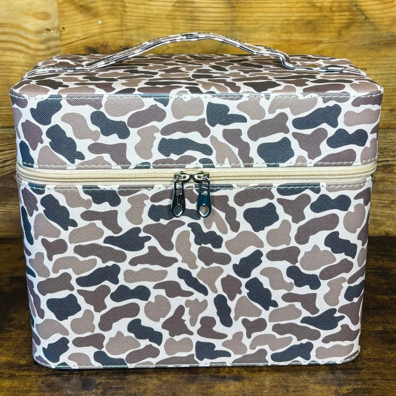 Western Womens Camo Print Hard Case Cosmetic Box Makeup Travel Case Brand New