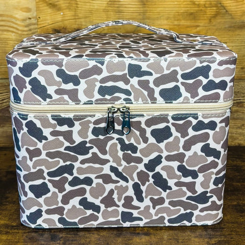 Western Womens Camo Print Hard Case Cosmetic Box Makeup Travel Case Brand New