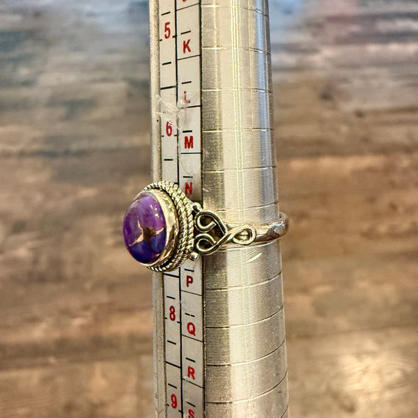 Southwestern Purple Mojave Turquoise Dainty Ring Sterling Silver Size 7 New