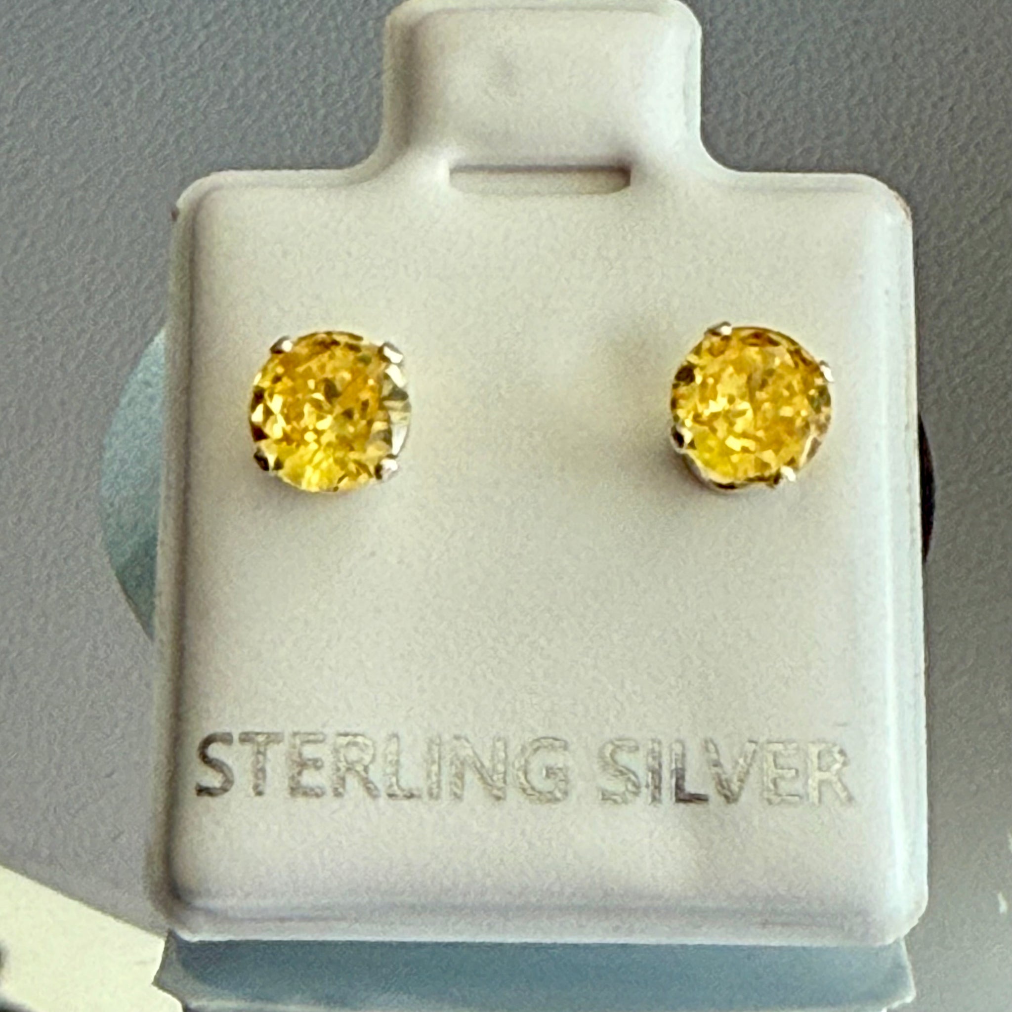 Citrine Dainty 5mm Stud Earrings Round Cut Sterling Silver November Birthstone
