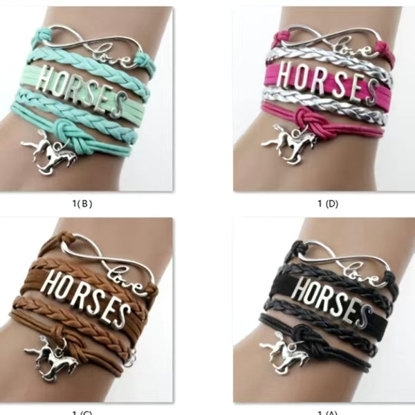 Horse Infinity Charm Bracelet Womens Girls Equestrian Lovers Jewelry New
