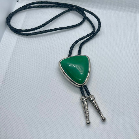 Triangle Green Onyx Stone Bolo Tie Mens Casual Western Cowboy Accessory New