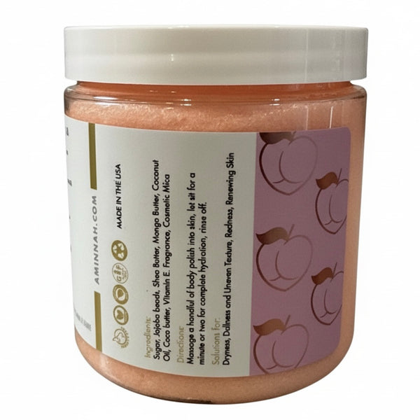 Aminnah Skin Renewing Peach Sugar Scrub for Soft, Glowing Skin Made In USA