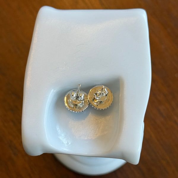 Southwestern Multi Color Dahlia Turquoise Dainty Stud Silver Earrings Handmade