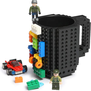 Black Building Brick Coffee Mug Creative Funny DIY Toy Novelty Cup Brand New
