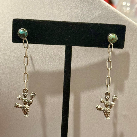 Unique Turquoise Paperclip Dangle Earrings BohoSouthwest Sterling Silver New