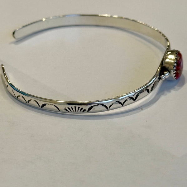 Plum Spiny Turquoise Sterling Silver Adjustable Cuff Bracelet Southwest Style Handmade