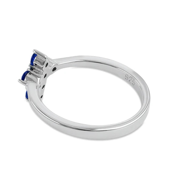 Sterling Silver Cross Blue Sapphire CZ Ring Size 6 New