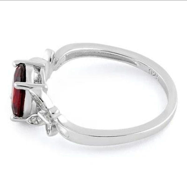 Sterling Silver Double Butterfly Dark Garnet Center Stone CZ Ring Size 10 New