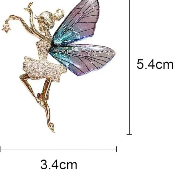 Beautiful Rhinestone & Resin Dancing Ballerina Fairy Rainbow Brooch Pin New