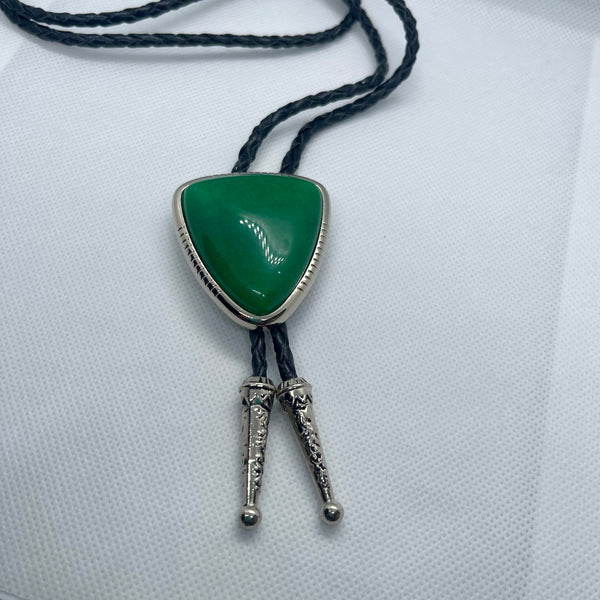 Triangle Green Onyx Stone Bolo Tie Mens Casual Western Cowboy Accessory New