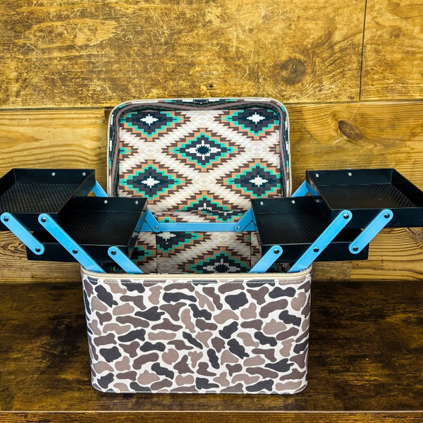 Western Womens Camo Print Hard Case Cosmetic Box Makeup Travel Case Brand New