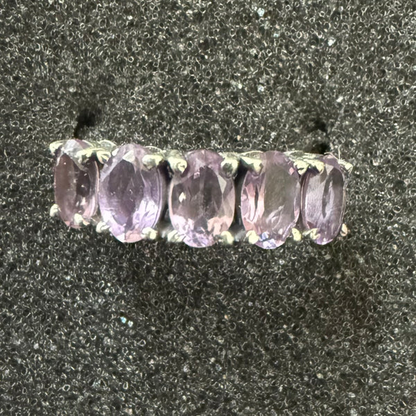 Stunning Oval Natural 5 Stone Amethyst Ring Sterling Silver Womens Size 6 New