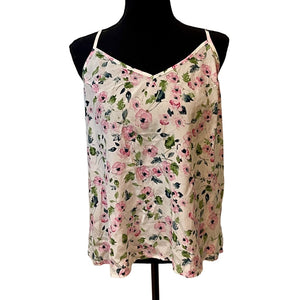 Yumi Kim White Floral Camisole Womens Racerback Silk Casual Top Size Medium New