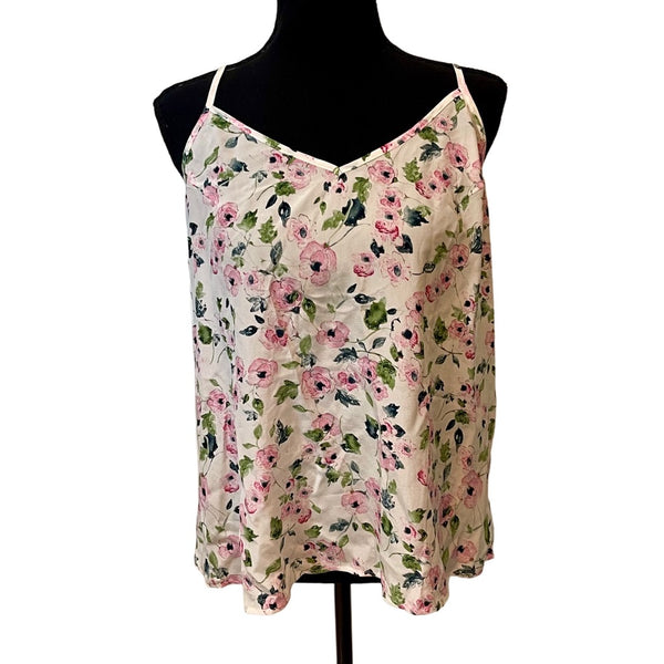 Yumi Kim White Floral Camisole Womens Racerback Silk Casual Top Size Medium New