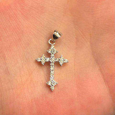 Stunning Moissanite Cross Necklace Sterling Silver Pendant
