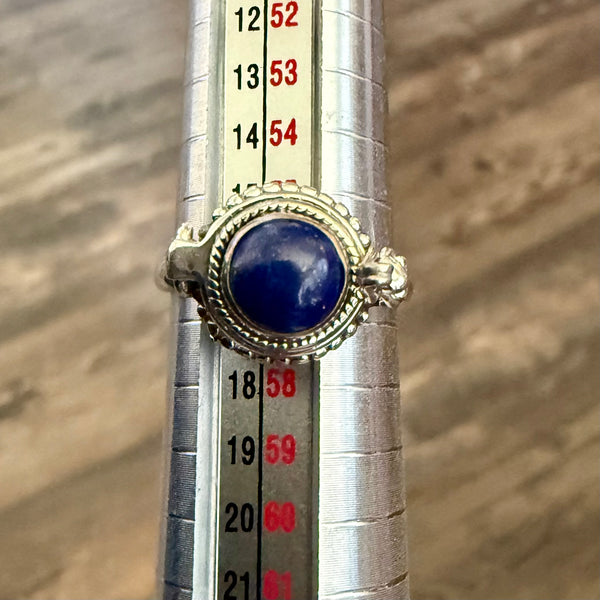 Round Cut Lapis Lazuli Gemstone Poison Locket Box Ring Boho Sterling Silver New