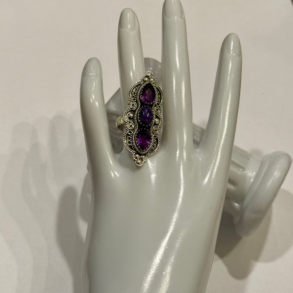 Gorgeous Genuine Amethyst & Purple Mohave Turquoise Southwest Statement Ring