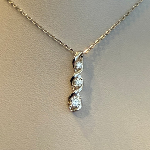Stunning Moissanite 3 Round Stone Infinity Pendant Necklace Sterling Silver