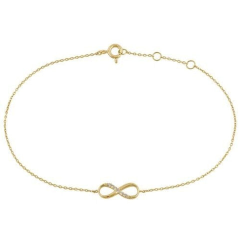 Solid 14K Yellow Gold Infinity Bracelet Womens Dainty
