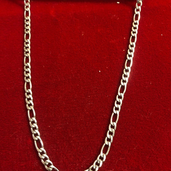 3 + 1 Fígaro Silver Chain Unisex Vintage 4mm Wide Link Jewelry 24” Silver Tone