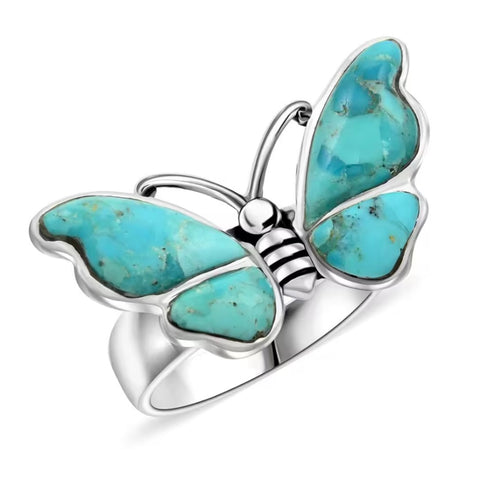 Santa Fe Style Kingman Turquoise 7.60 ctw Ring in Sterling Silver New