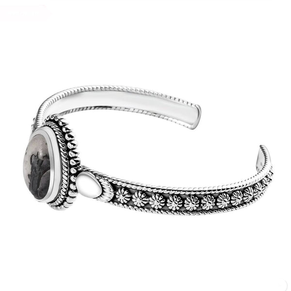 Artisan Crafted White Buffalo 10.30 ctw Cuff Bracelet Sterling Silver 7.25 In