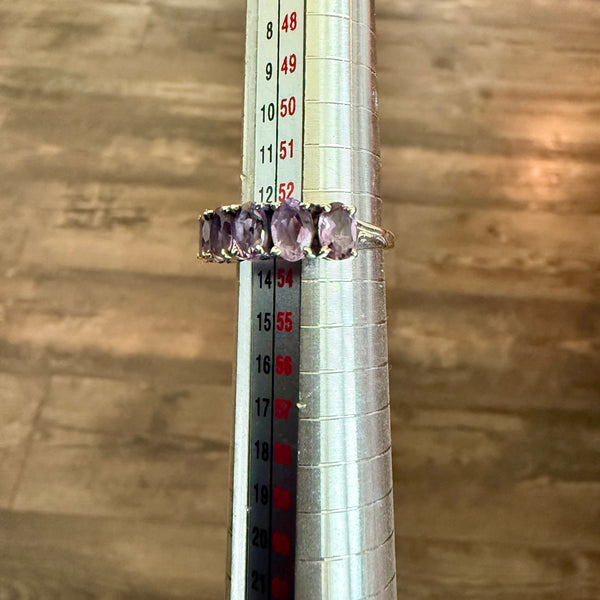 Stunning Oval Natural 5 Stone Amethyst Ring Sterling Silver Womens Size 6 New
