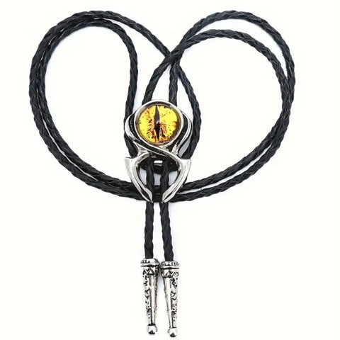 Dragon Yellow Eye Glass Bolo Tie Men’s Western Cowboy Accessory Necklace New