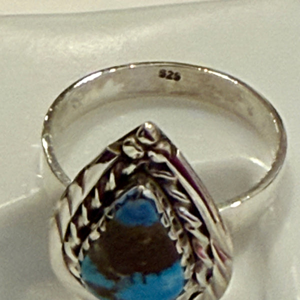 Southwestern Golden Hills Turquoise Sterling Silver Ring Size 10 New