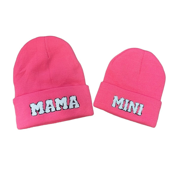 Brand New Mama And Mini Chenille Letter Beanie Hat Set