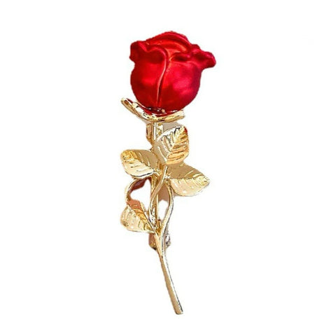 Elegant Red Rose Gold Pin Womens Scarf Jacket Flower Classic Brooch New