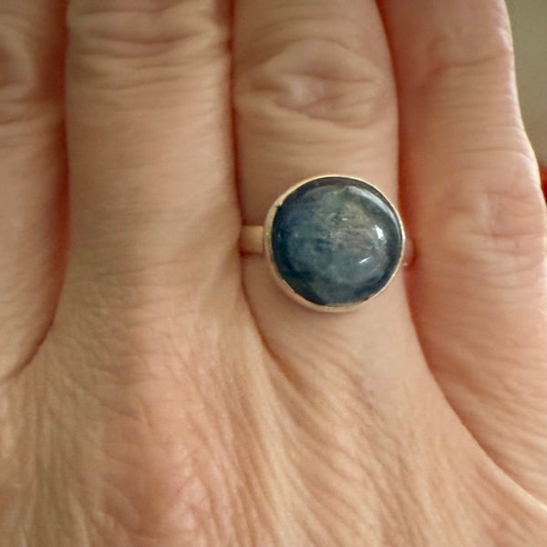 Stunning Blue Kyanite Ring 925 Sterling Silver Simple Round Cut Size 6 New