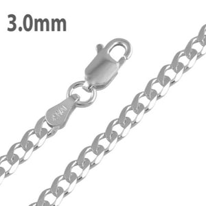 Sterling Silver Curb 20” Chain 3.0MM New