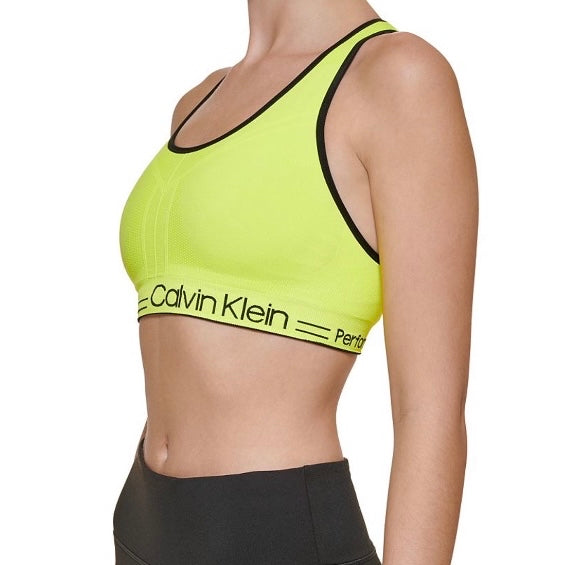 Calvin Klein Women's Mid-Impact Sports Bra Lime Volt Size Small