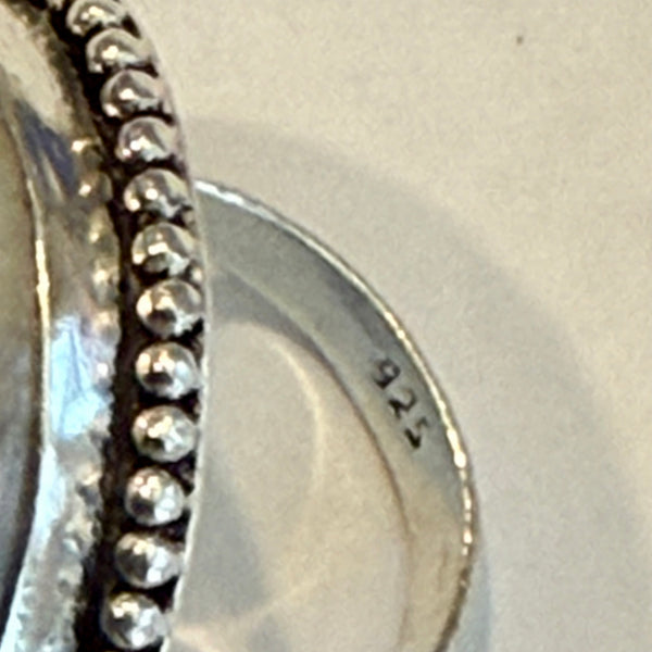 Stunning Natural Round White Buffalo Ring Southwestern Sterling Silver Statement