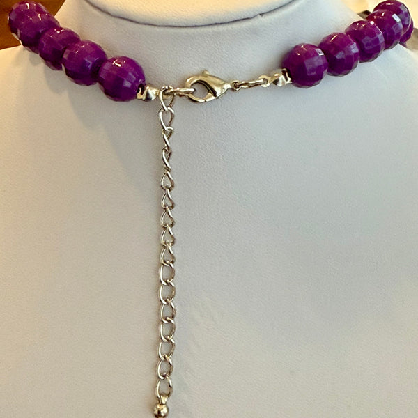 Unique Chunky Faceted & Smooth Purpled Beaded Fashion Adjustable Necklace