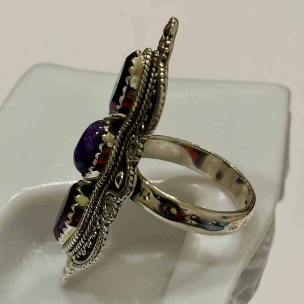 Gorgeous Genuine Amethyst & Purple Mohave Turquoise Southwest Statement Ring