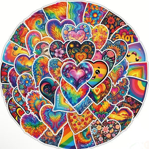 Love Valentine's Day Stickers Colorful 50 Hippie Car Phone Water Cup Decoration