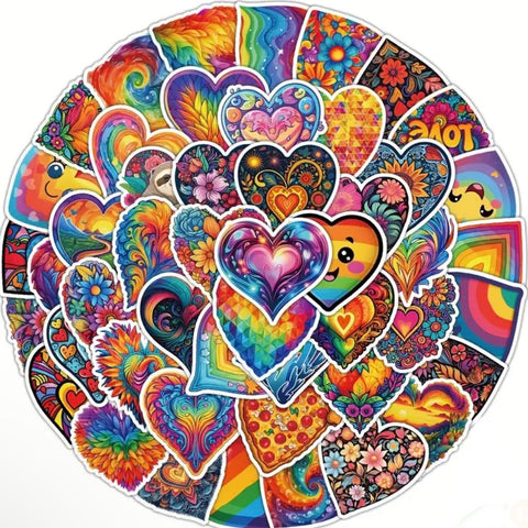 Love Valentine's Day Stickers Colorful 50 Hippie Car Phone Water Cup Decoration