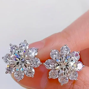 Stunning Multi CZ Round Cut Stone Sunflower Cluster Stud Floral Earrings New