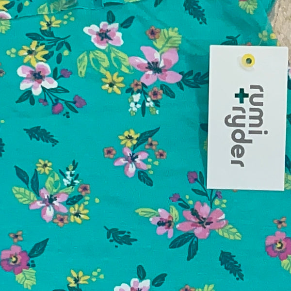 RUMI + RYDER L (12-14) Green Floral Ruffle Criss Cross Back Tank Top Girls New