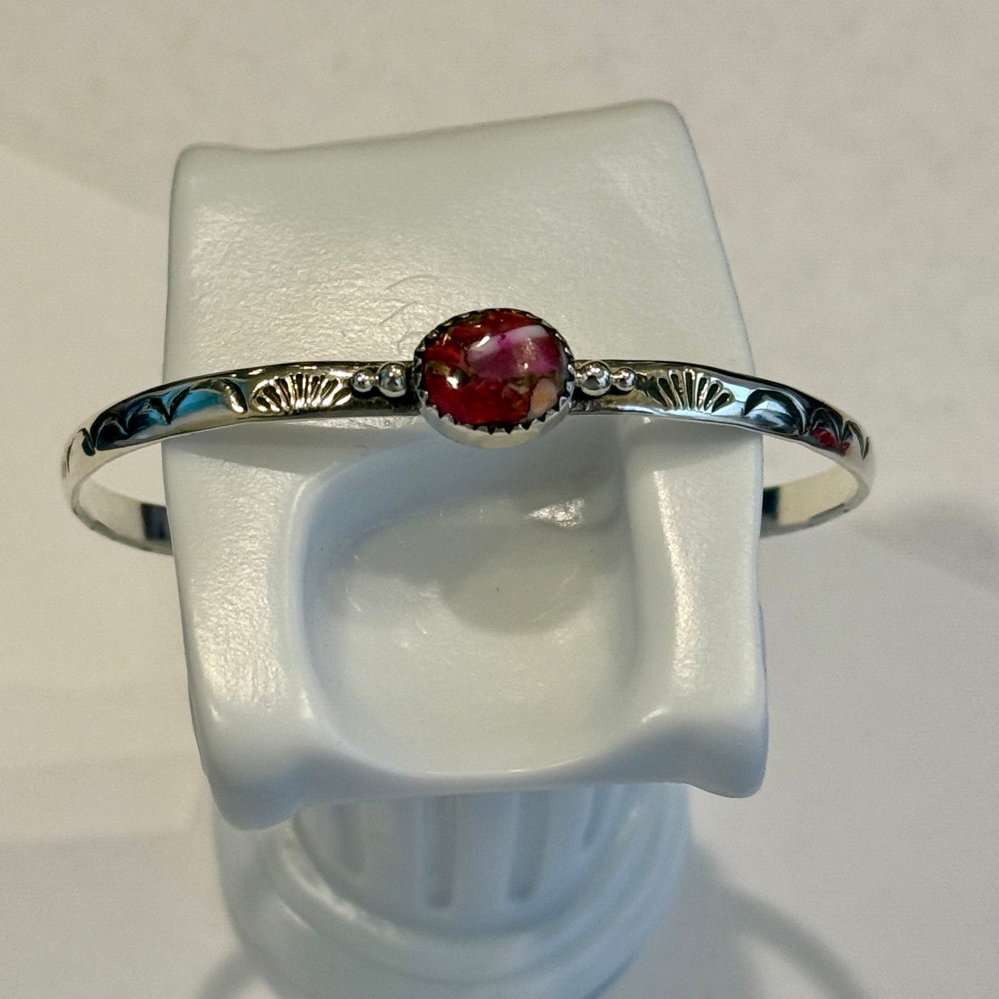 Plum Spiny Turquoise Sterling Silver Adjustable Cuff Bracelet Southwest Style Handmade