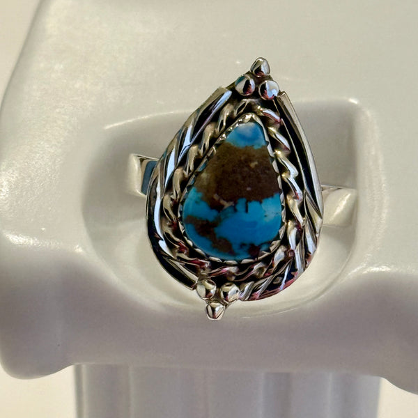 Southwestern Golden Hills Turquoise Sterling Silver Ring Size 10 New