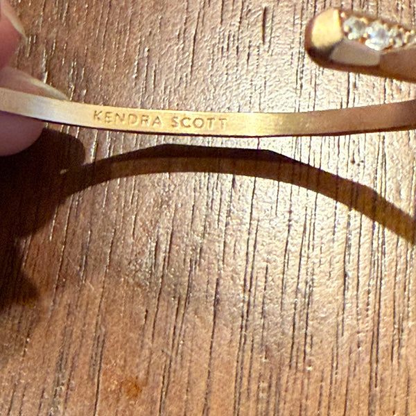 Kendra Scott Ashlee Pinch Rose Gold Druzy Stone Crystal Bangle Adjustable Bracelet
