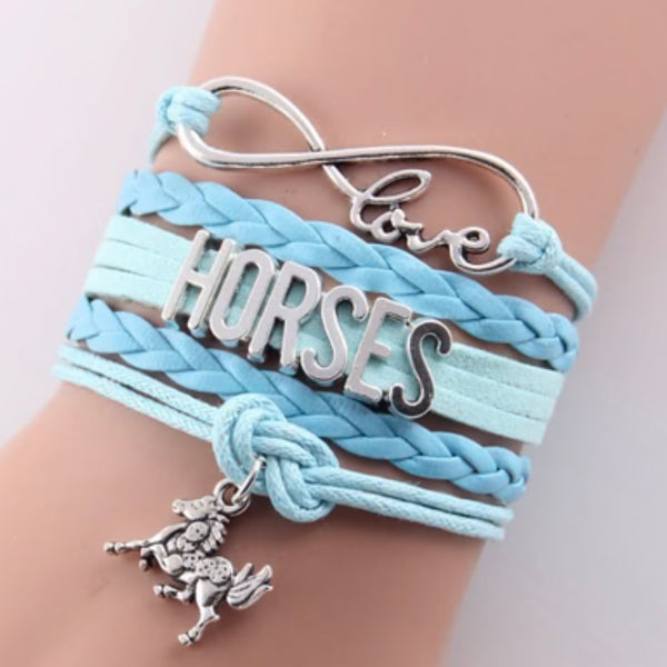 Horse Infinity Charm Bracelet Womens Girls Equestrian Lovers Jewelry New